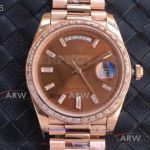EW Factory Rolex Day Date 40mm Chocolate Dial Rose Gold President Band V2 Upgrade Swiss 3255 Automatic Watch 228239